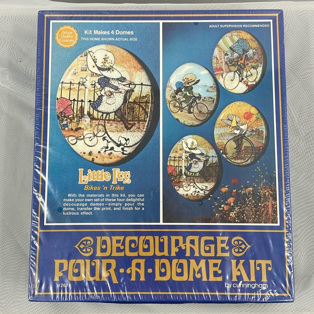 Vintage 1976 Pour-A-Dome Decoupage Kit – Bikes ’n Trike Theme SEALED